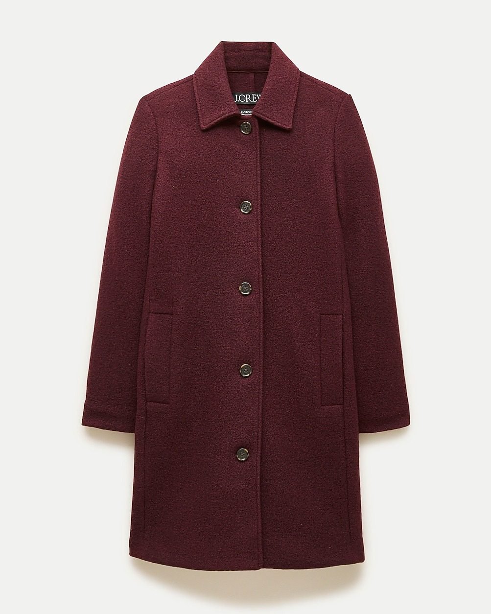 Car Coat in Italian Boiled Wool (Oxblood)