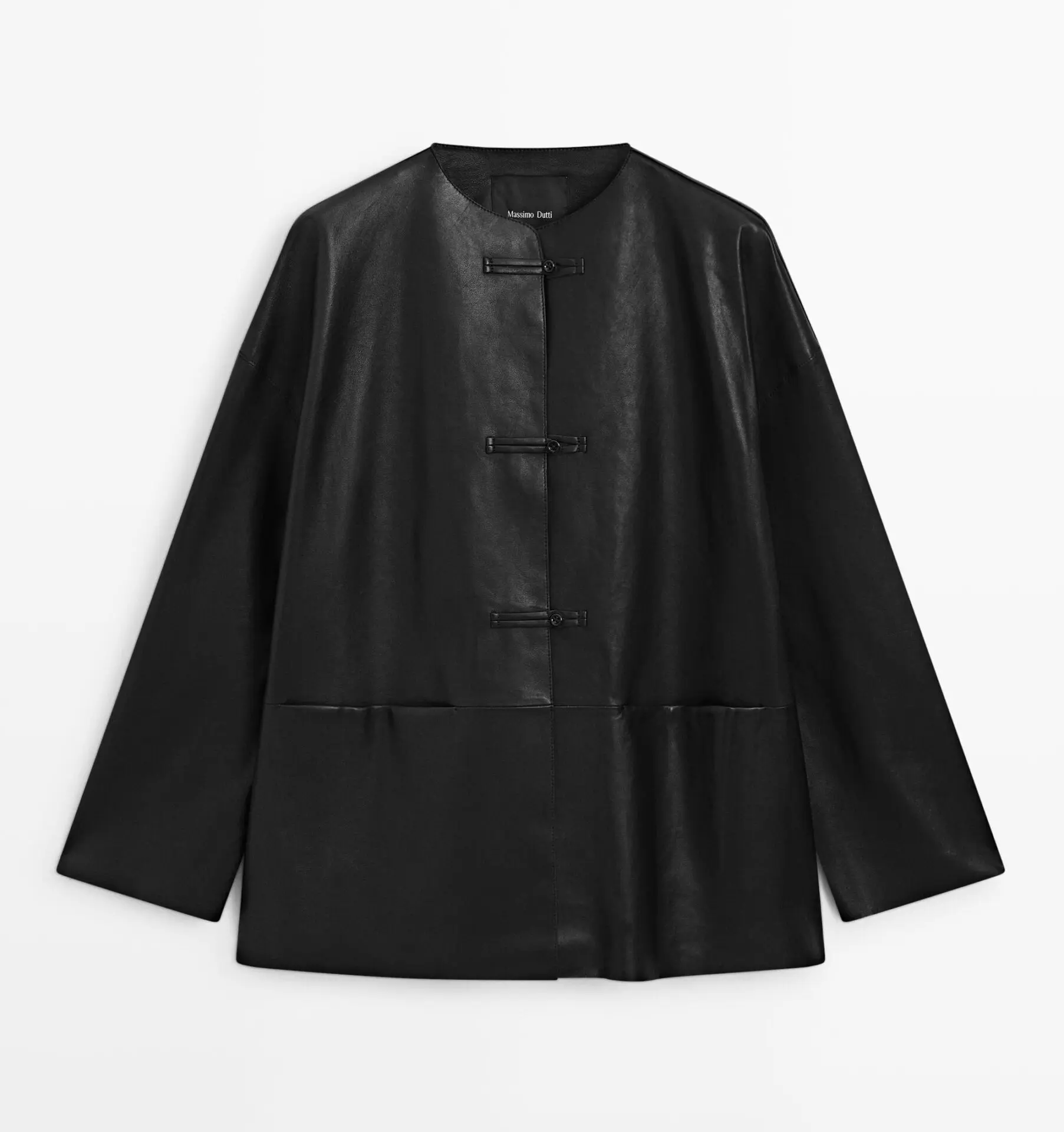 Leather toggle detail jacket