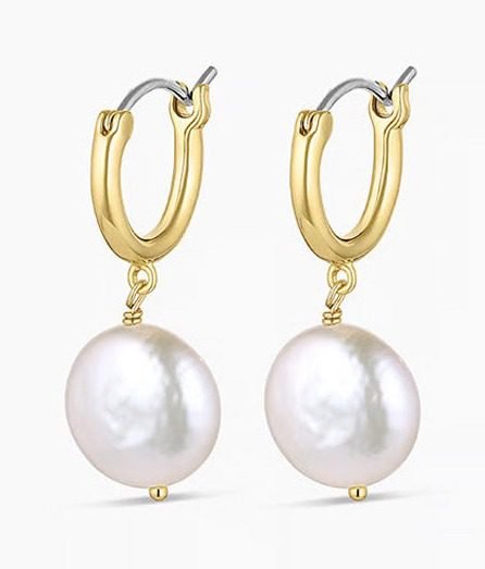 Pearl Huggies (Reese Pearl Huggies, 18K Gold Plated)