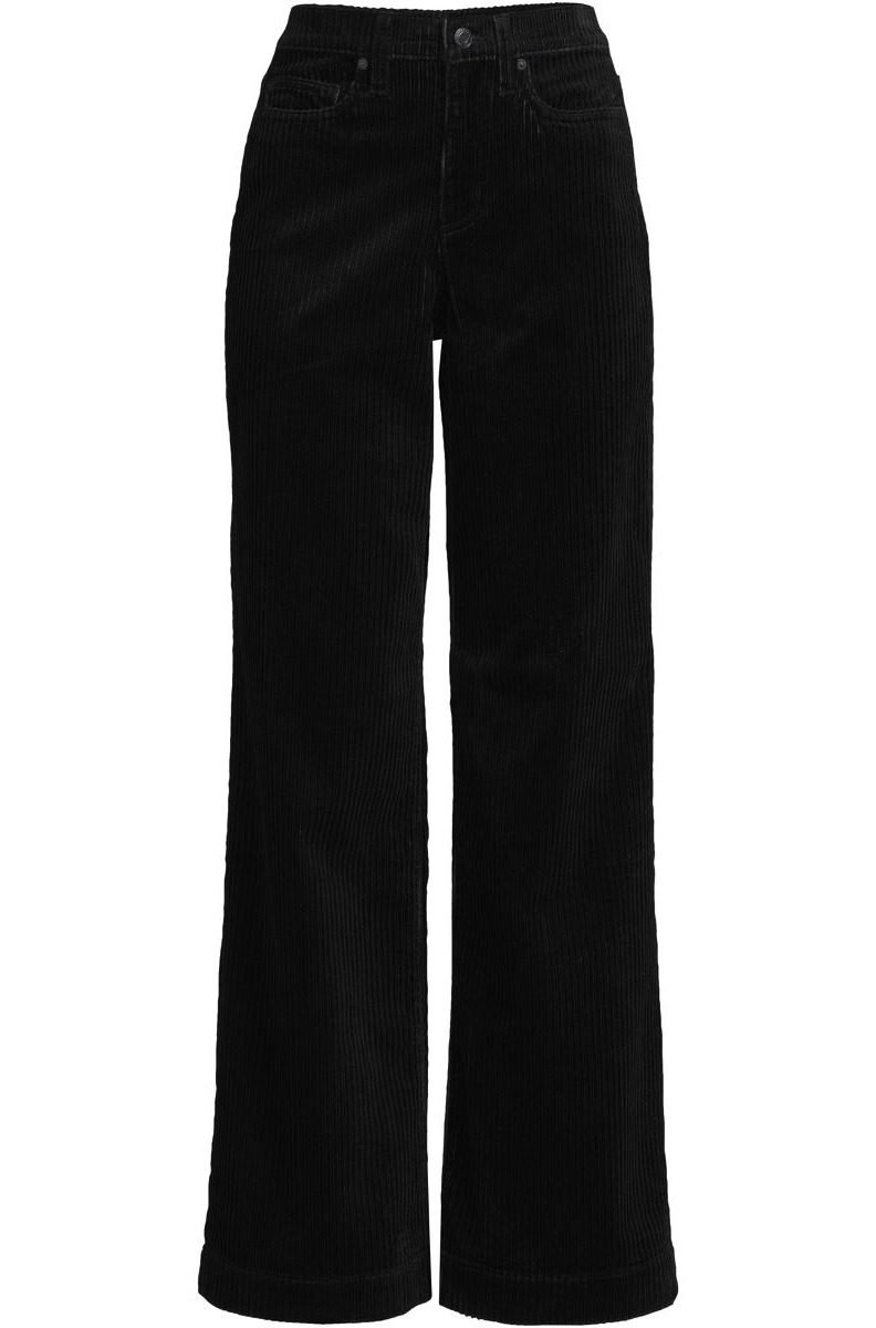 High Rise Wide Leg Corduroy Pants (Black)