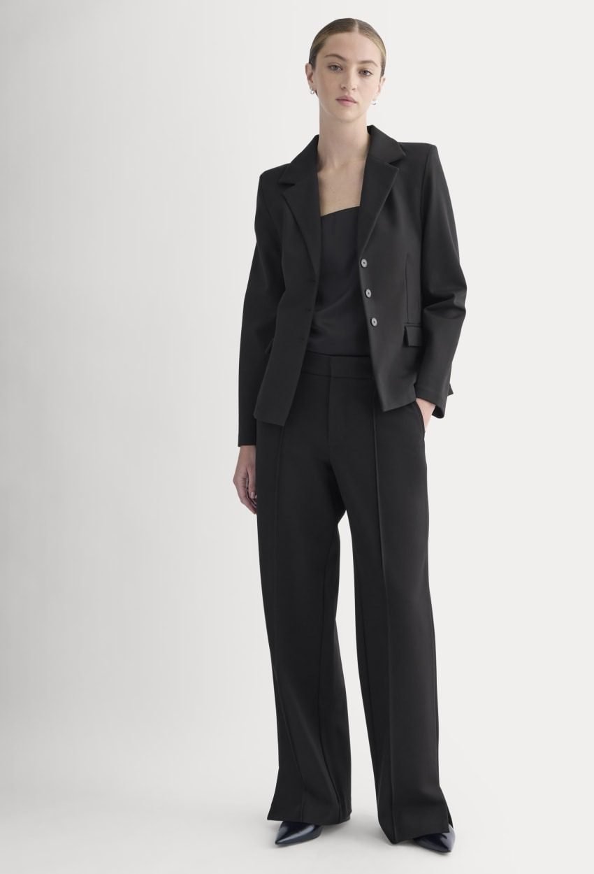 Ponte Wide-Leg Trouser (Black)