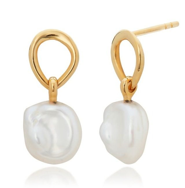 Nura Keshi Pearl Drop Earrings (18k Gold Vermeil & Pearl)