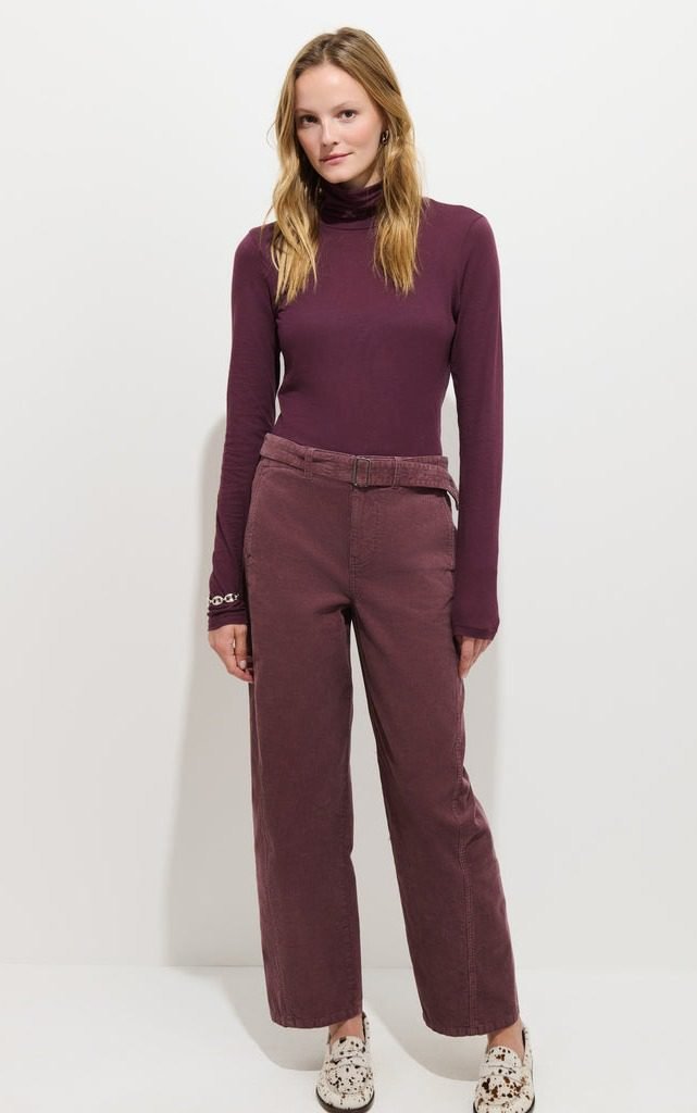 9th Street Pant in Fine Wale Cord (Eggplant)