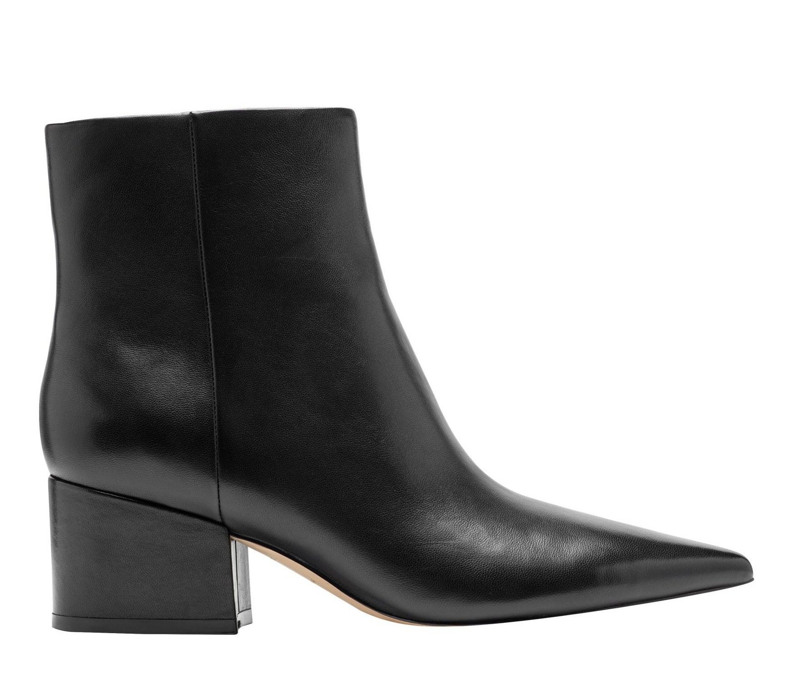 Alfie Block Heel Leather Ankle Bootie (Black Leather)