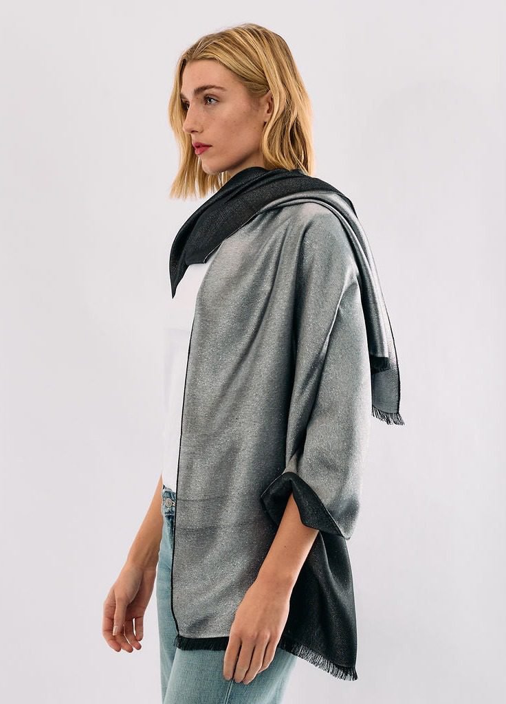 Reversible Metallic Shawl - Black w. Silver
