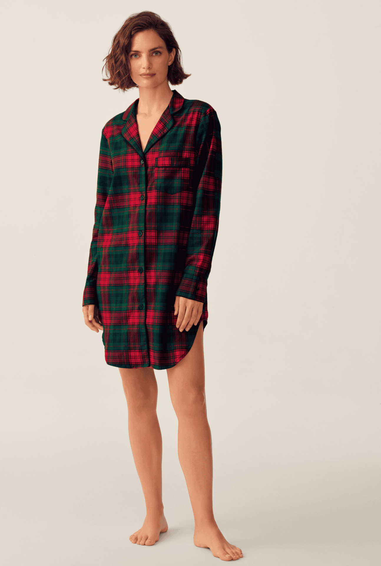 Women's Brushed Twill Nightshirt in St. James Tartan