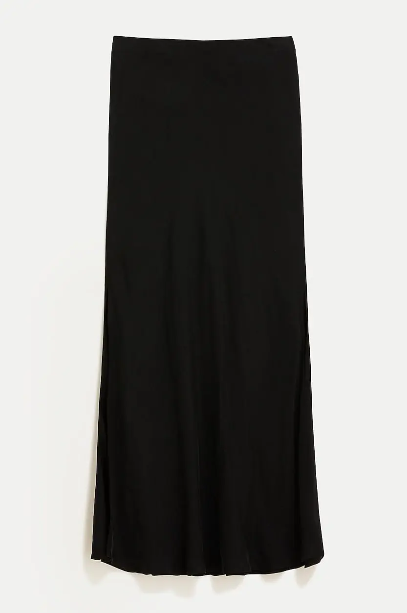 Gwyneth Column Slip Skirt in Cupro Blend (Black)