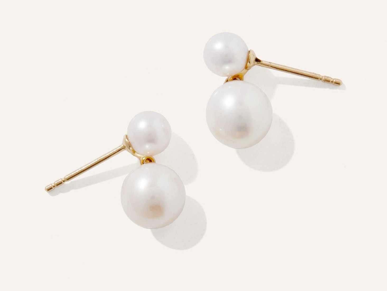 14K Gold Pearl Drop Earrings (Yellow Gold)