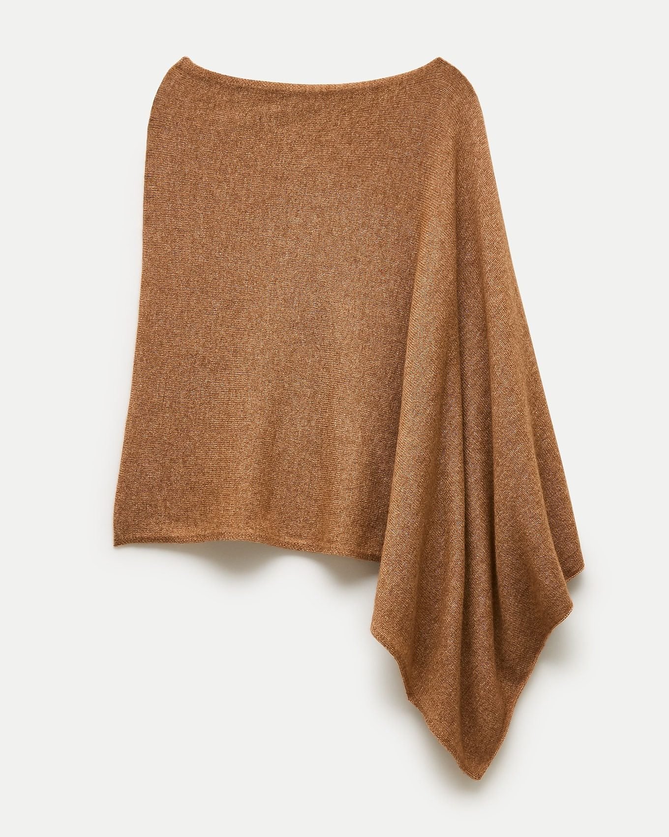 Cashmere-wool blend poncho (Hthr Rich Camel)