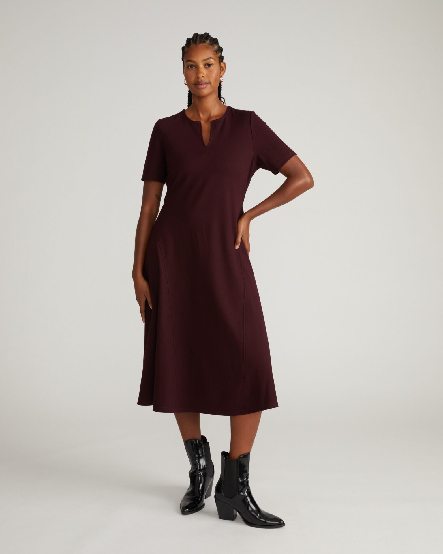 Saskia Ponte Dress (Black Cherry)