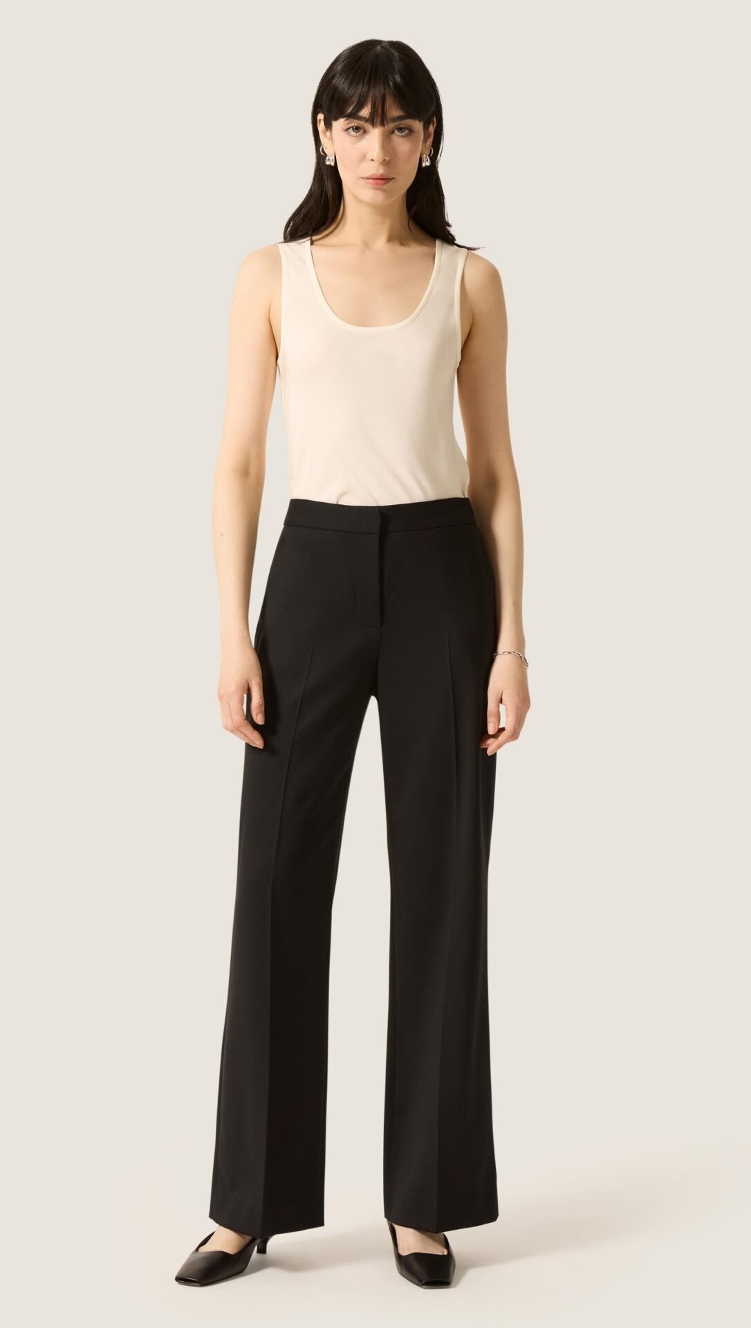 Wide Leg Trouser in Seasonless Wool (Black)