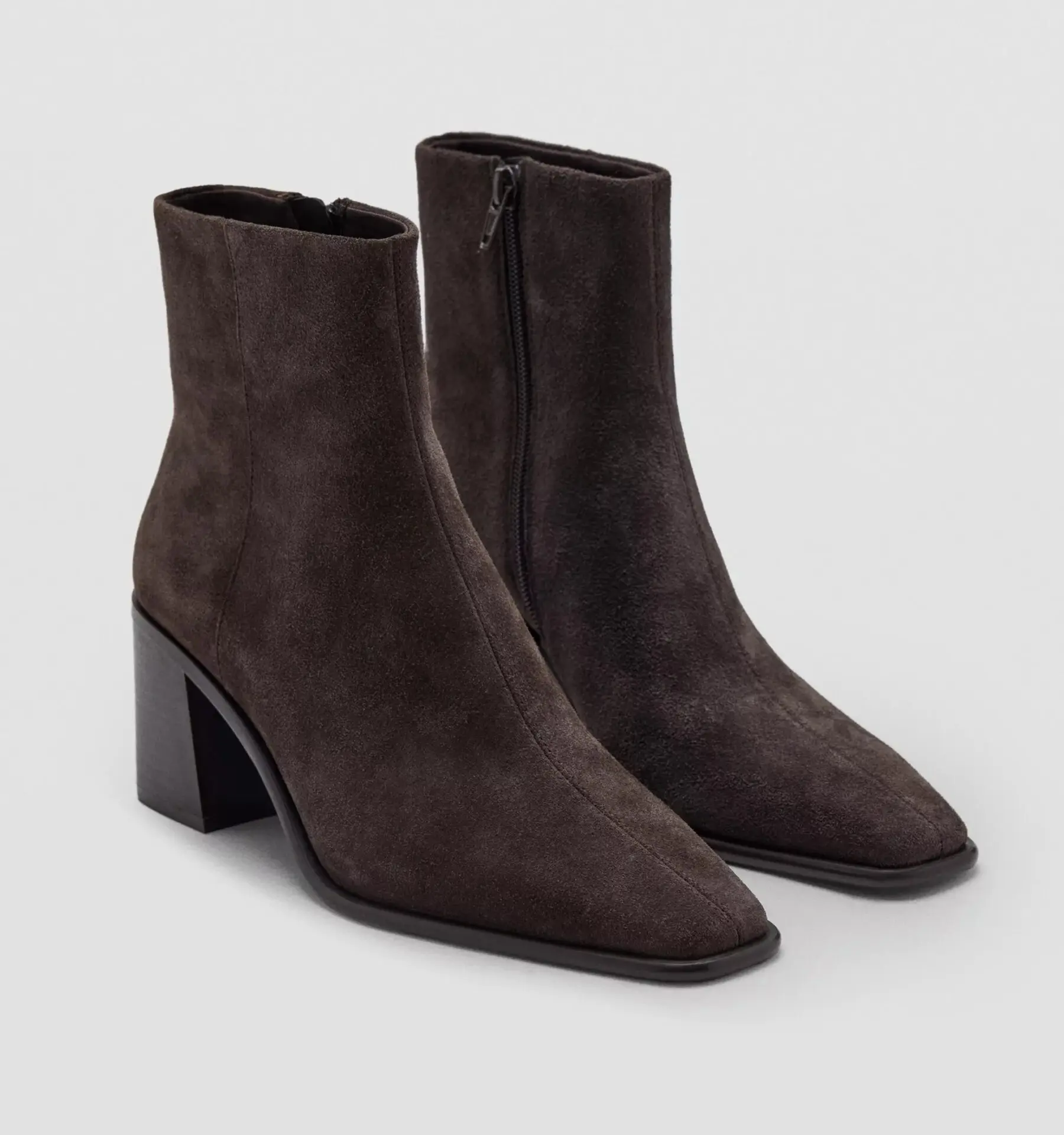 Suede Block-Heel Boots (Chocolate)