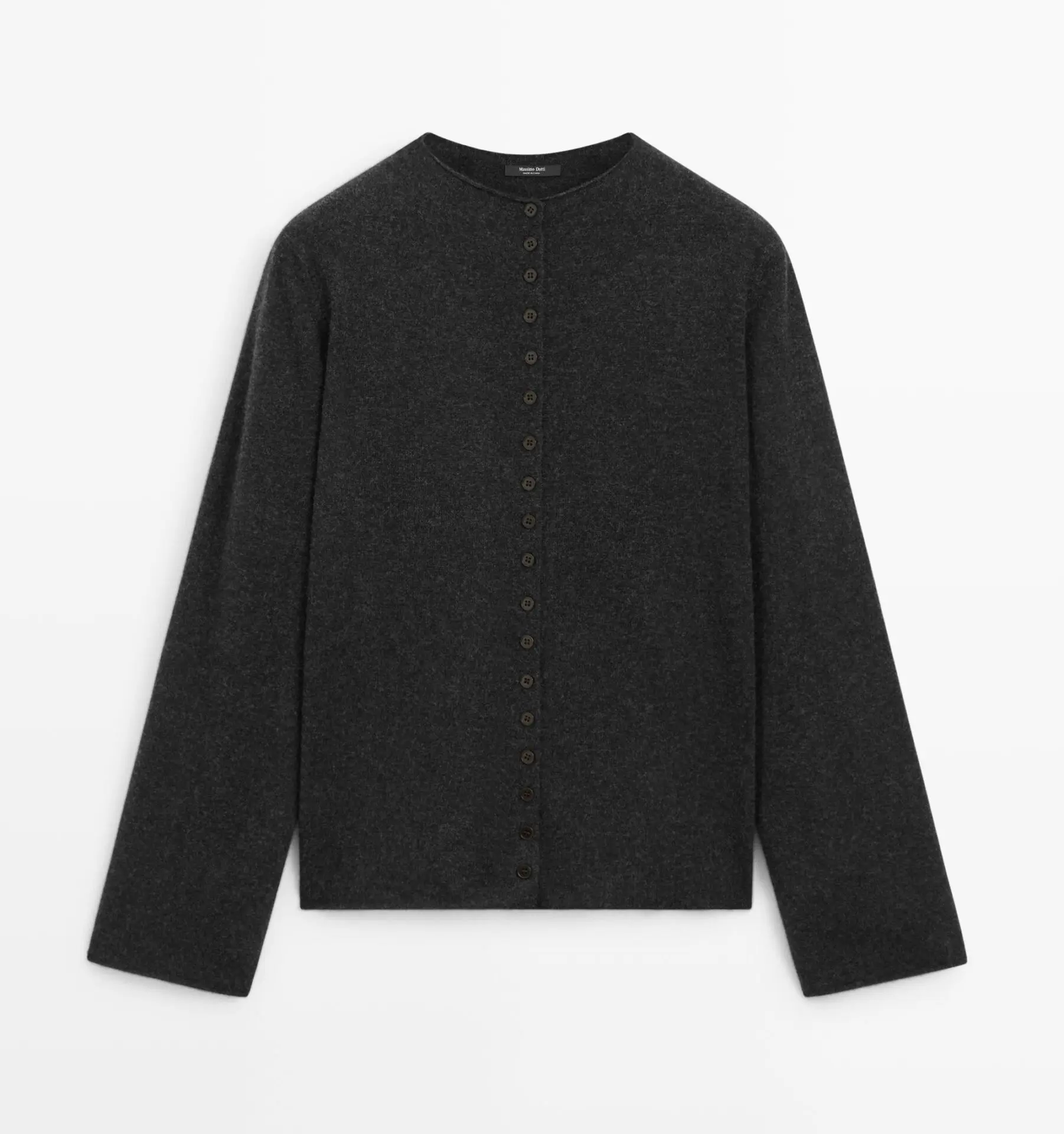 Wool-blend button-front knit cardigan