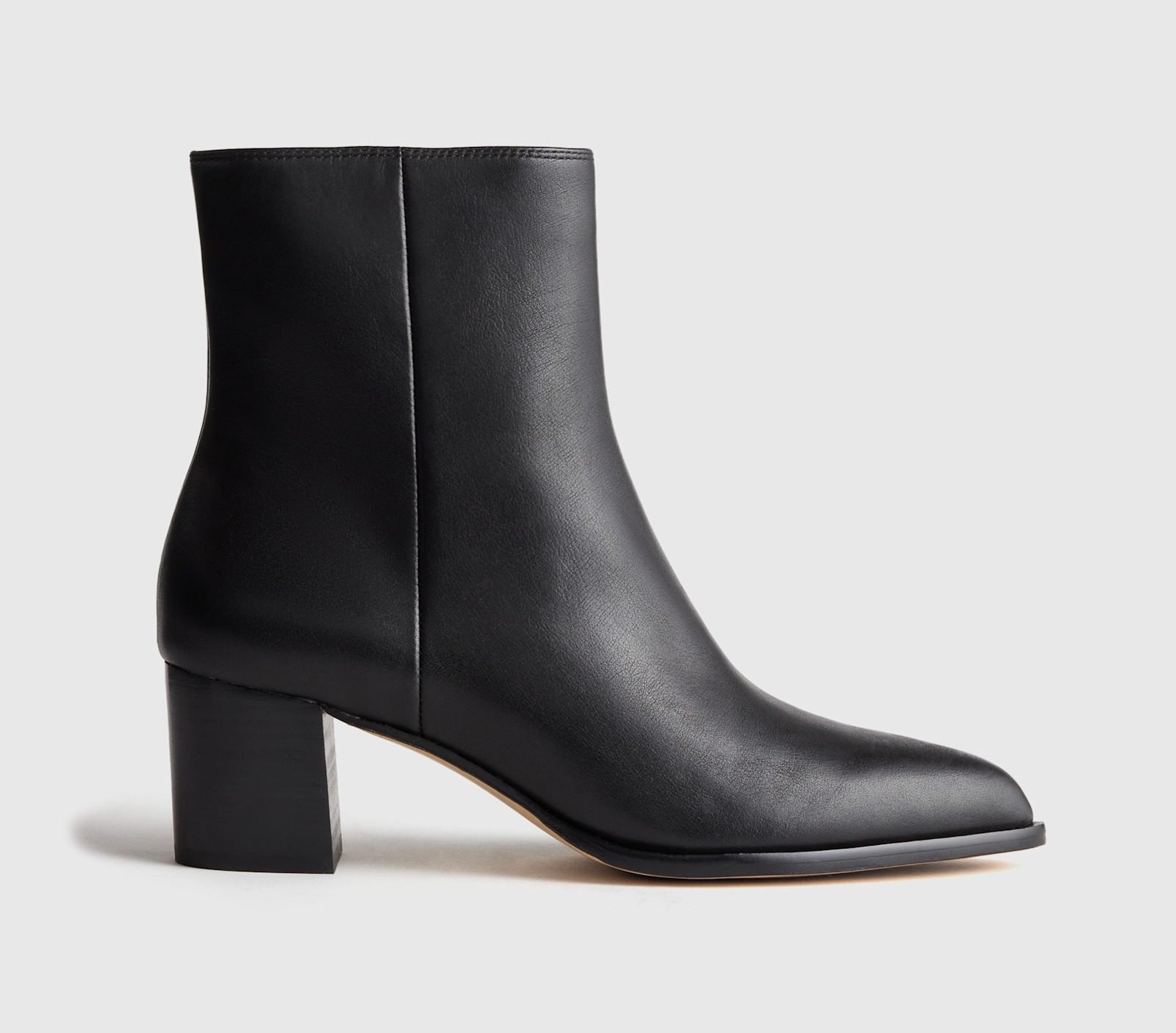 Italian Leather Heeled Ankle Boot (Black)