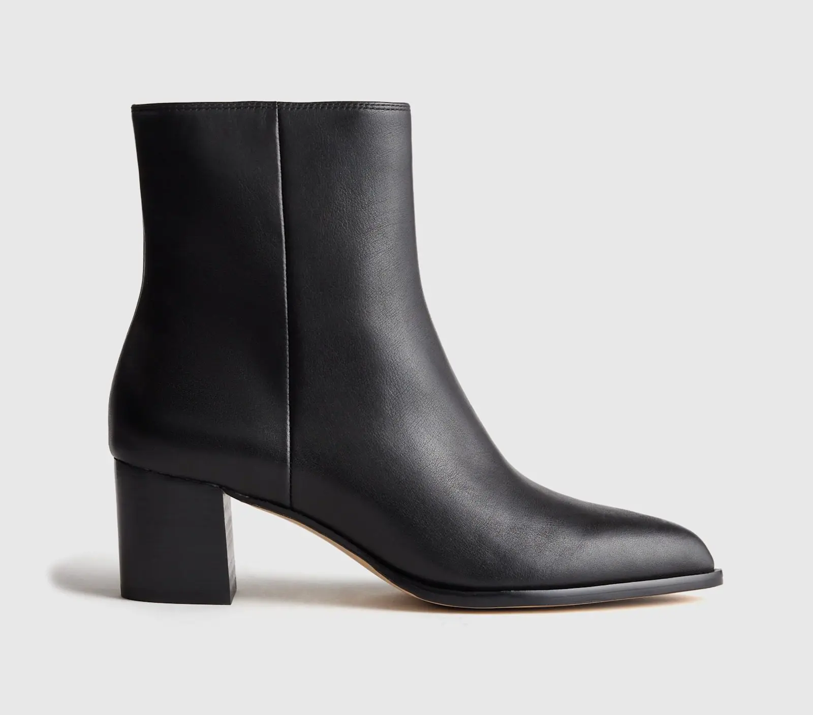 Italian Leather Heeled Ankle Boot (Black)