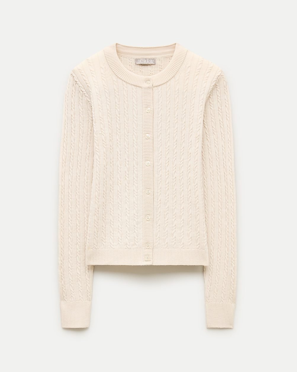 Cable-Knit Cardigan in Merino Wool Blend (Natural)