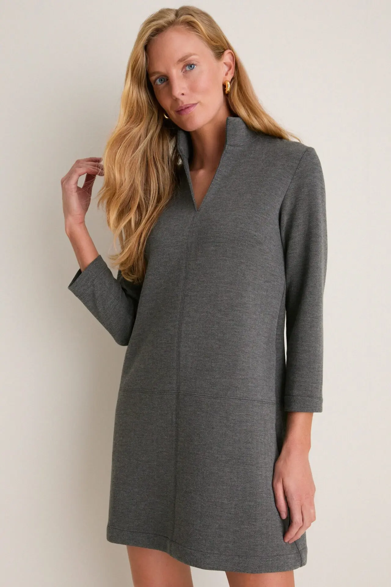 Charcoal Knit Herringbone Clifton Dress