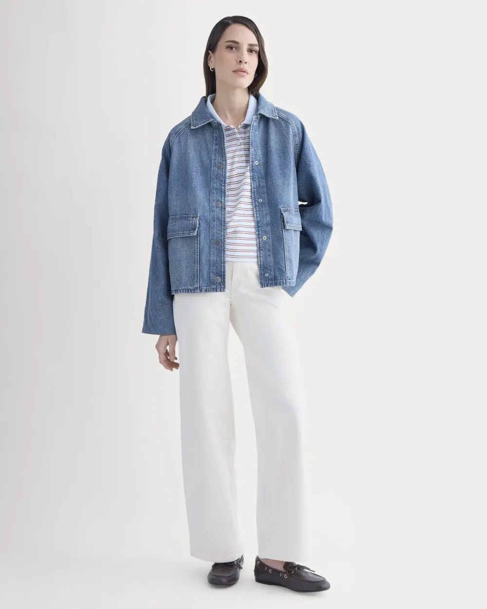 Cropped Denim Jacket (Medium Indigo)