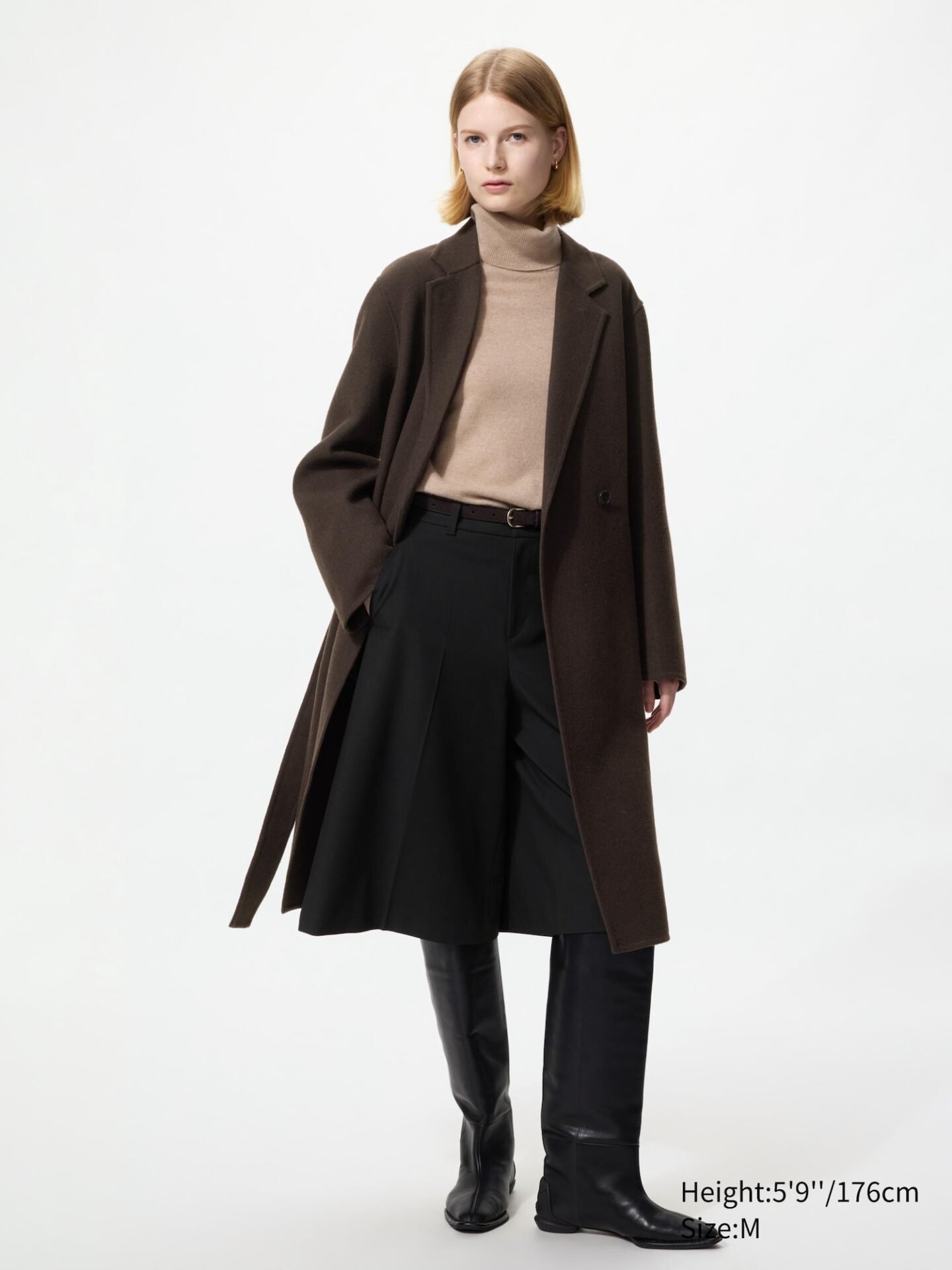 Double Face Relaxed Long Coat (39 Dark Brown)