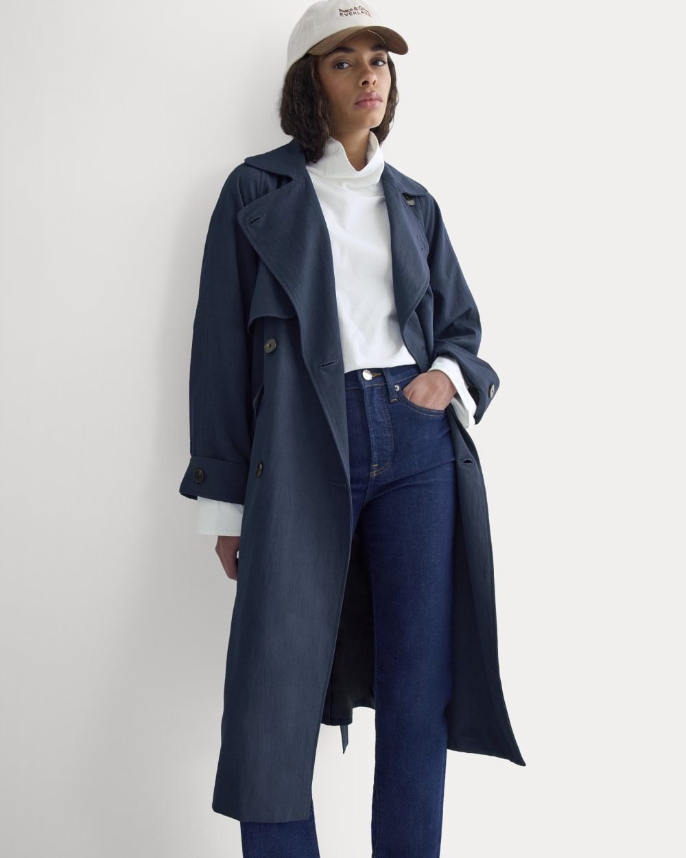 Drapey Twill Trench (Navy)