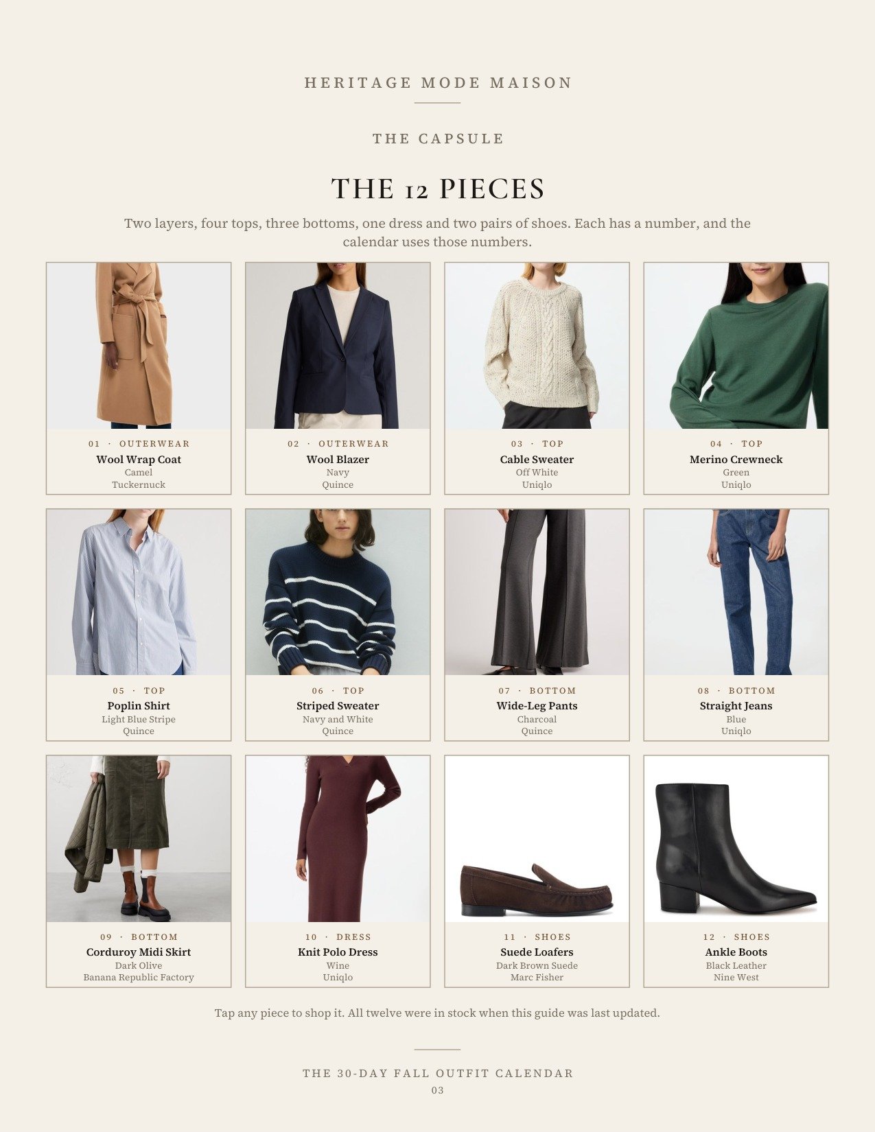 The twelve pieces of the capsule