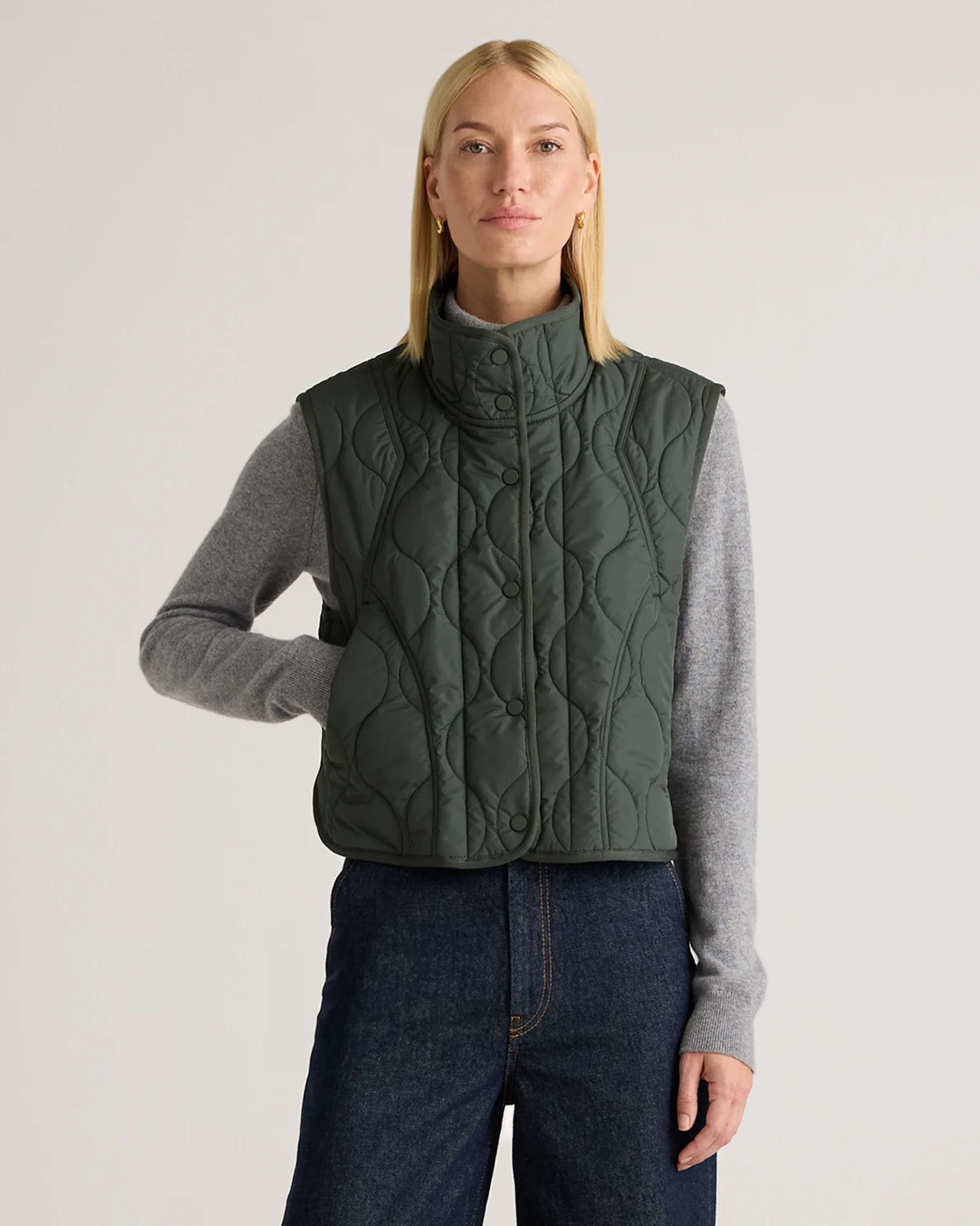 Featherless Quilted Puffer Vest (Verdant Pine)