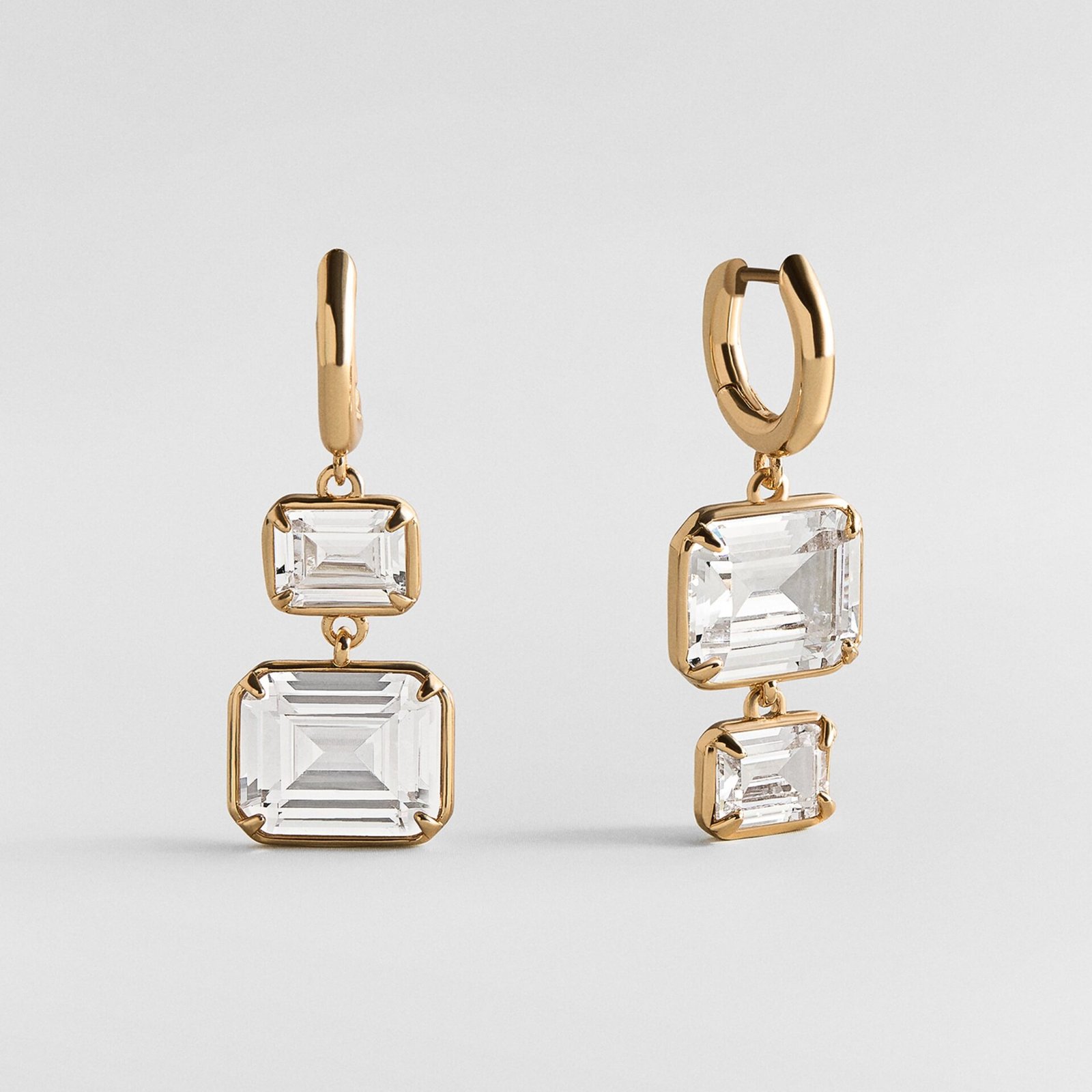 Felicity Crystal Drop Earrings (Gold Bezel)