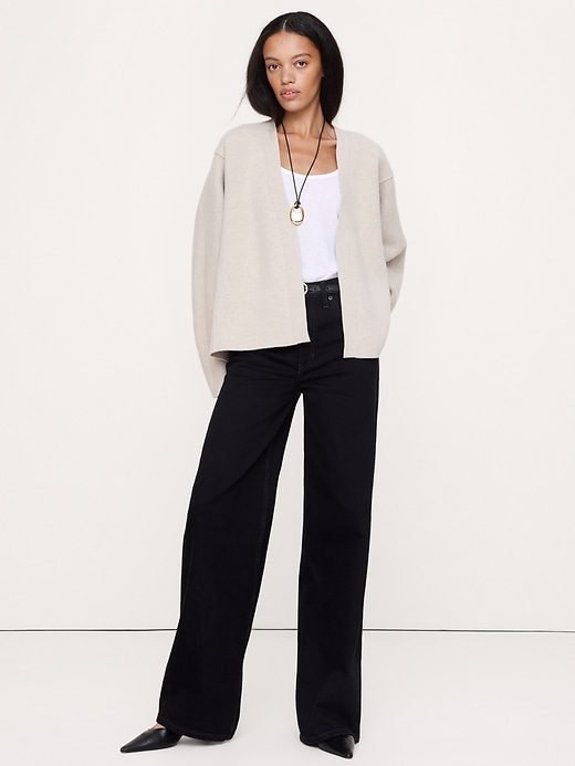 Felted Wool Belted Cardigan (Heather Natural White)