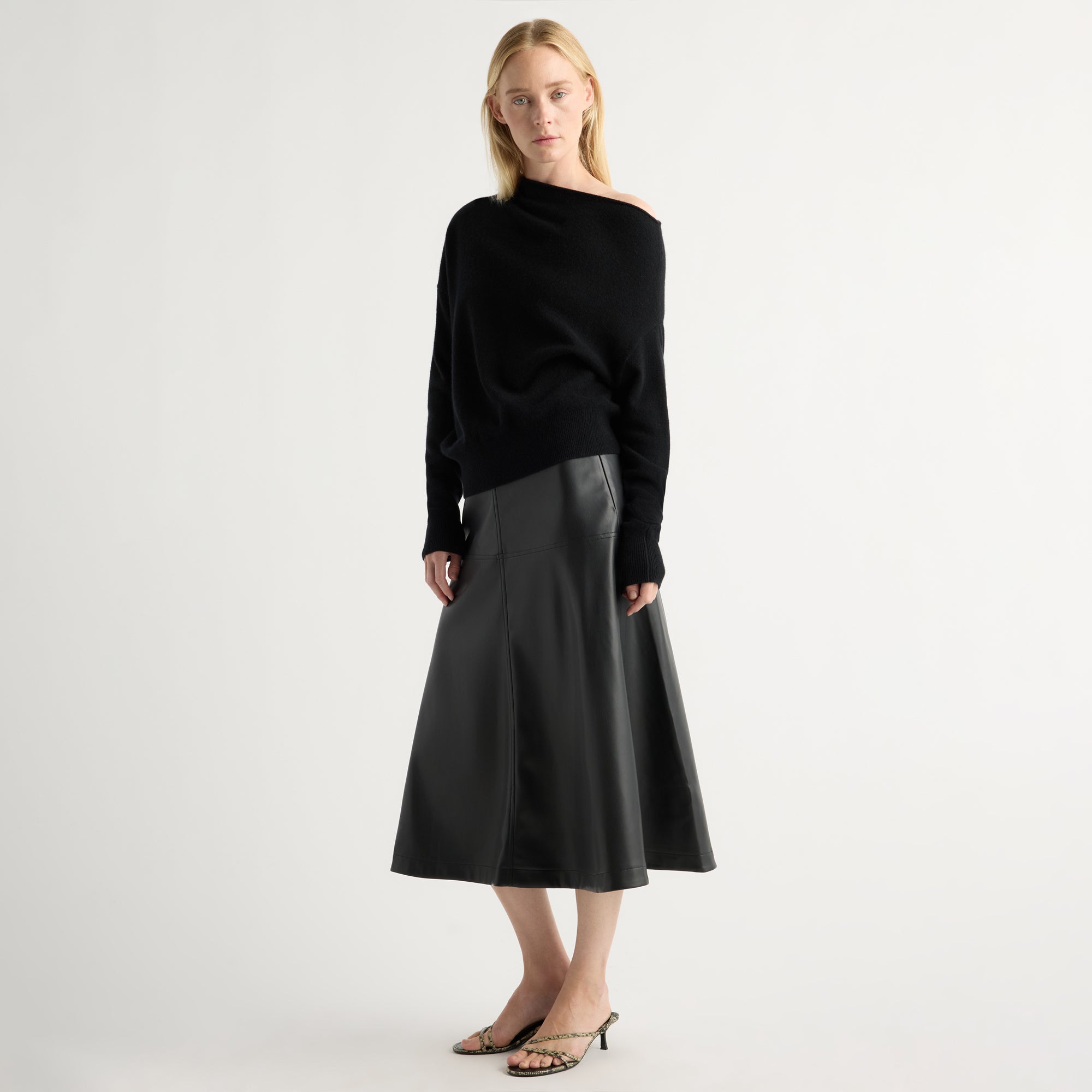 Harley A-Line Vegan Leather Skirt (Black)