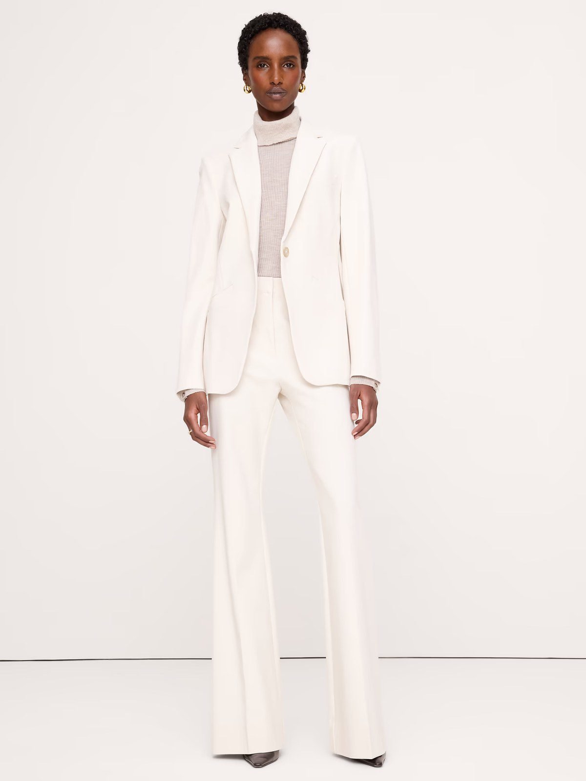 High-Rise Modern Flare City Stretch Pant (Cream White)