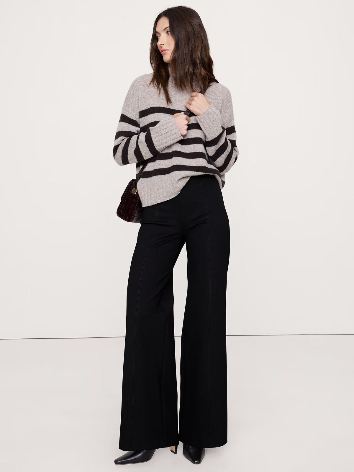 High-Rise Wide-Leg Everywhere Ponte Pull-On Pant (Black)