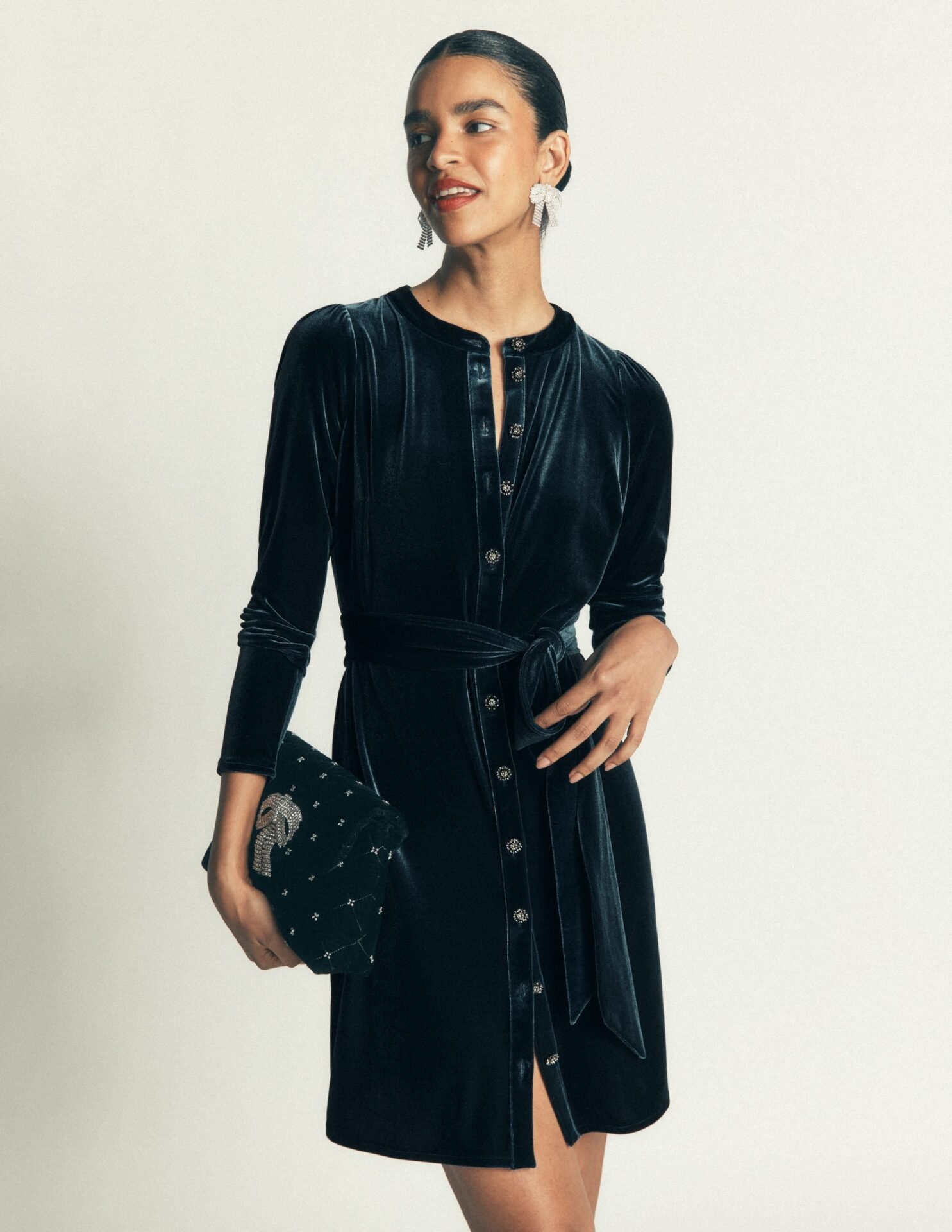Honor Short Velvet Dress (Teal Ocean)