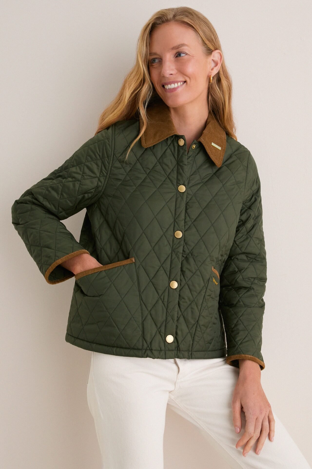 Icons Cropped Liddesdale Quilted Jacket (Olive)