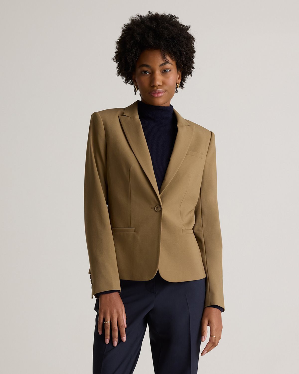 Italian Wool Tailored Blazer (Sahara Camel)