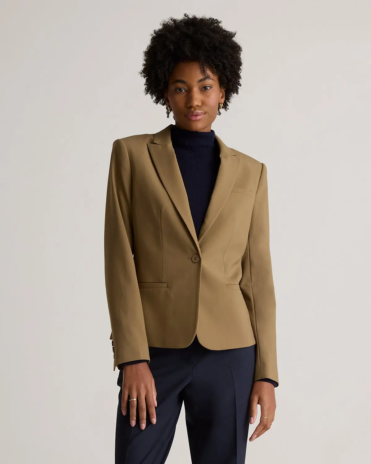 Italian Wool Tailored Blazer (Sahara Camel)