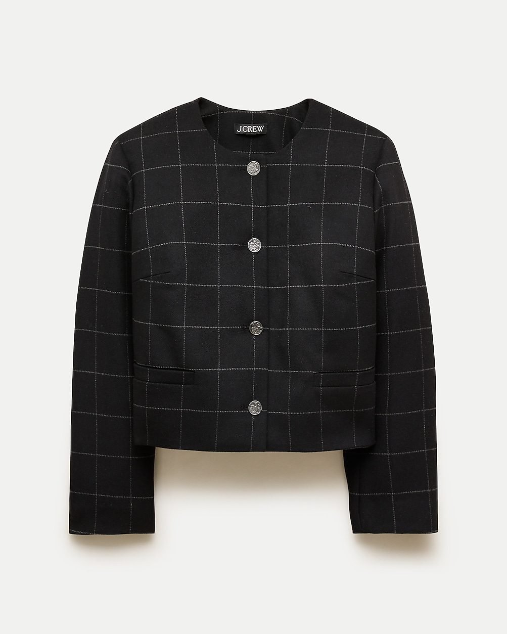 Lady Jacket in Windowpane Wool Blend (Black Windowpane)