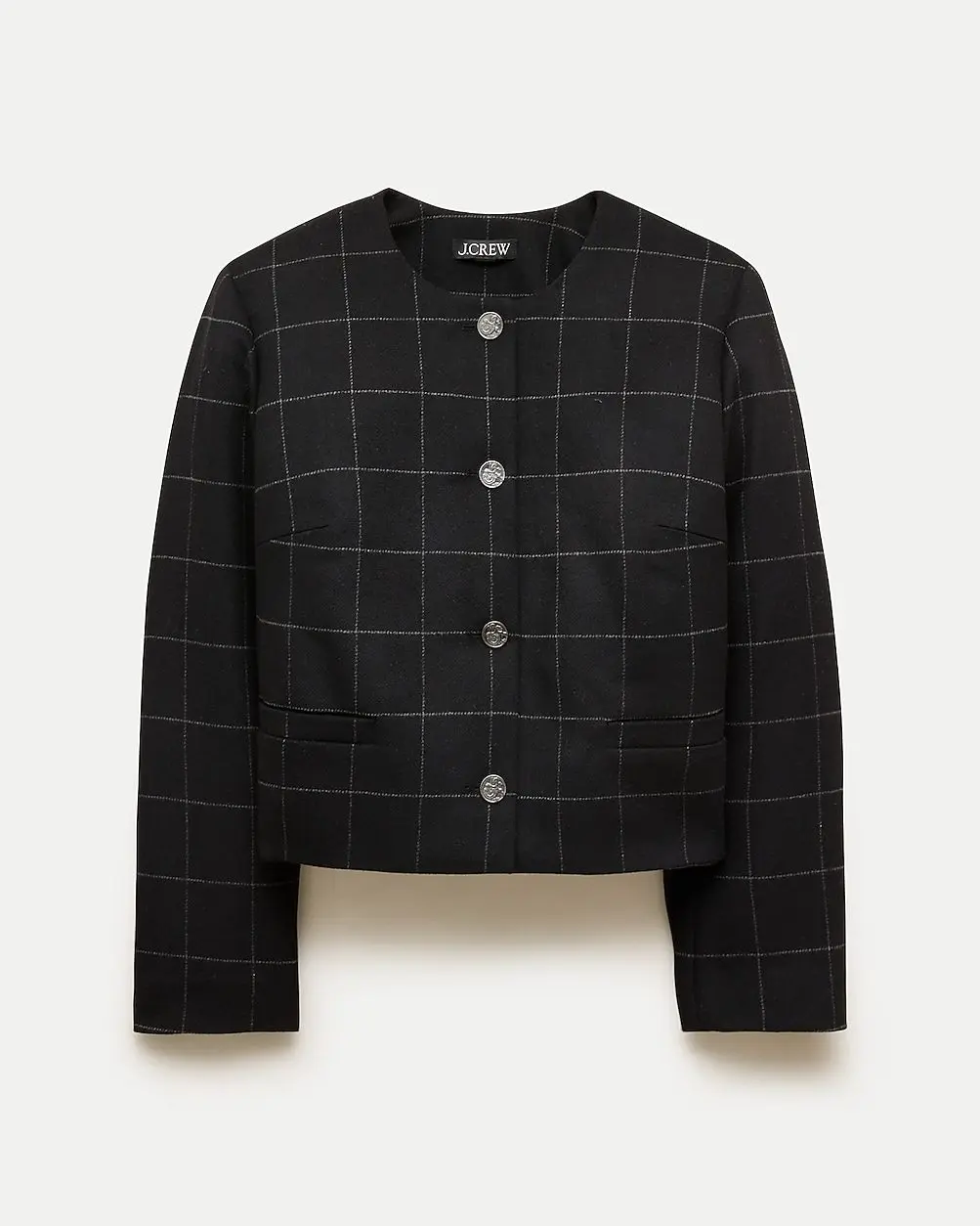 Lady Jacket in Windowpane Wool Blend (Black Windowpane)