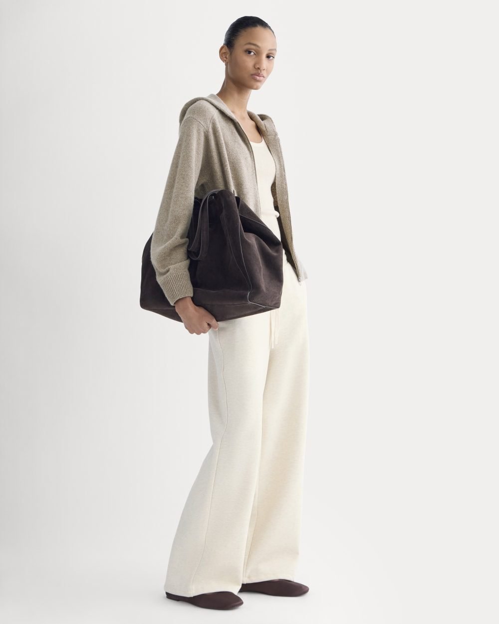 Luxe Fleece Wide-Leg Sweatpant (Heathered Oat)