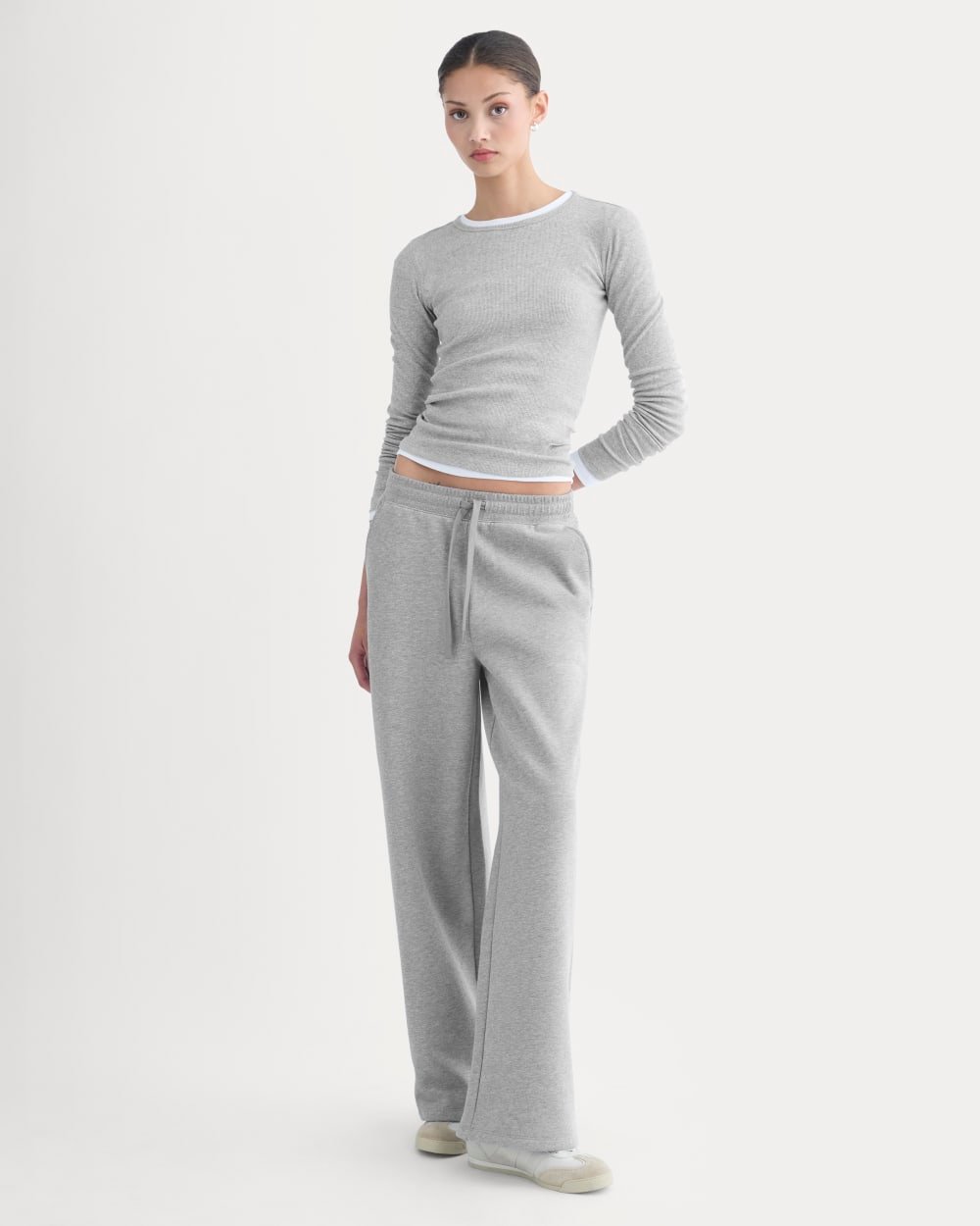 Luxe Fleece Wide-Leg Sweatpant (Vintage Heather Grey)