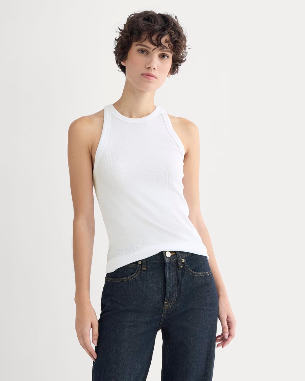 Luxe Rib Racerback Tank (White)