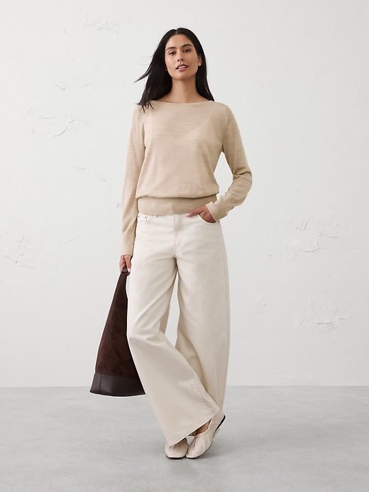 Merino Wool Boatneck Sweater (Oatmeal Heather)