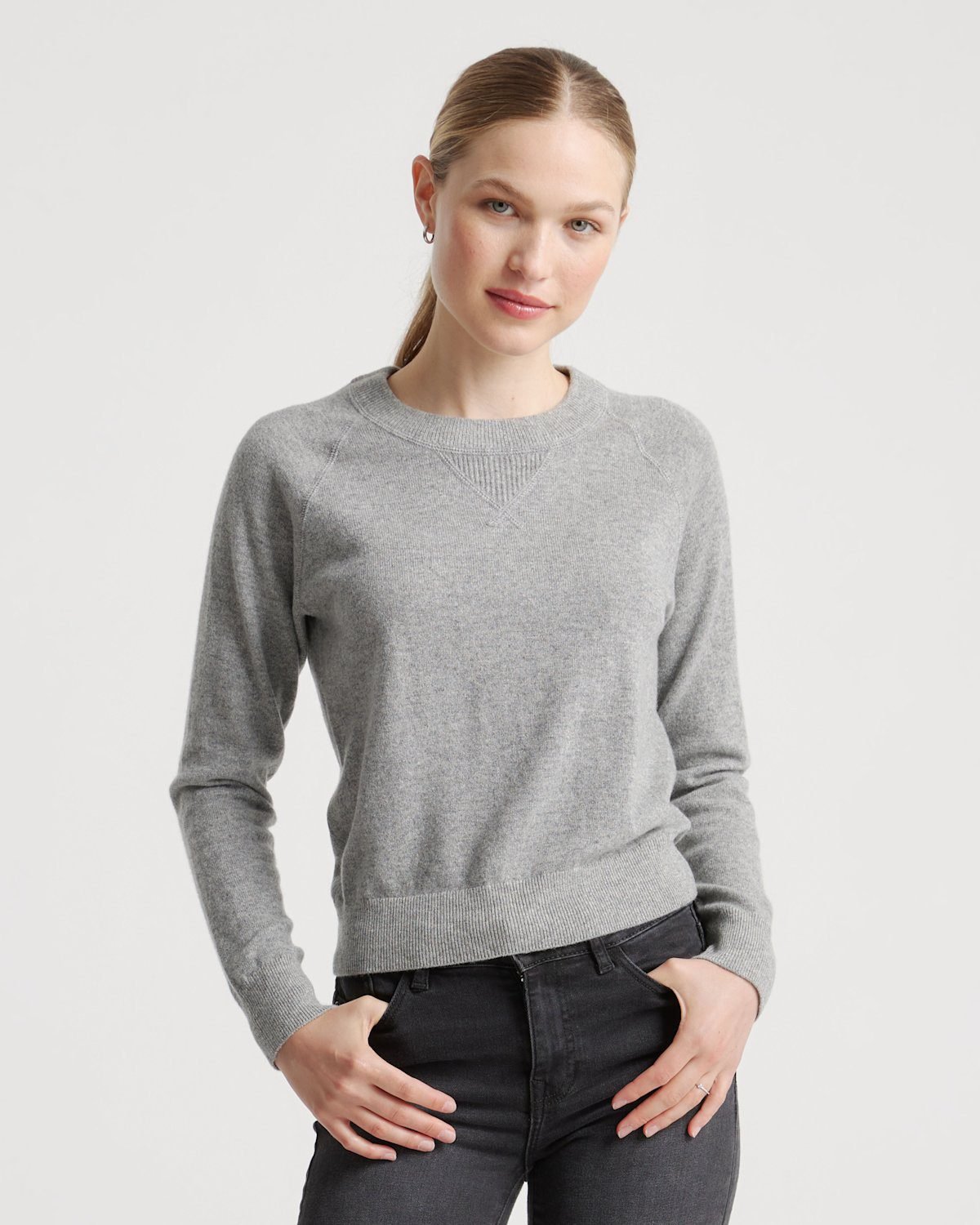 Mongolian Shrunken Cashmere Sweatshirt (Heather Grey)