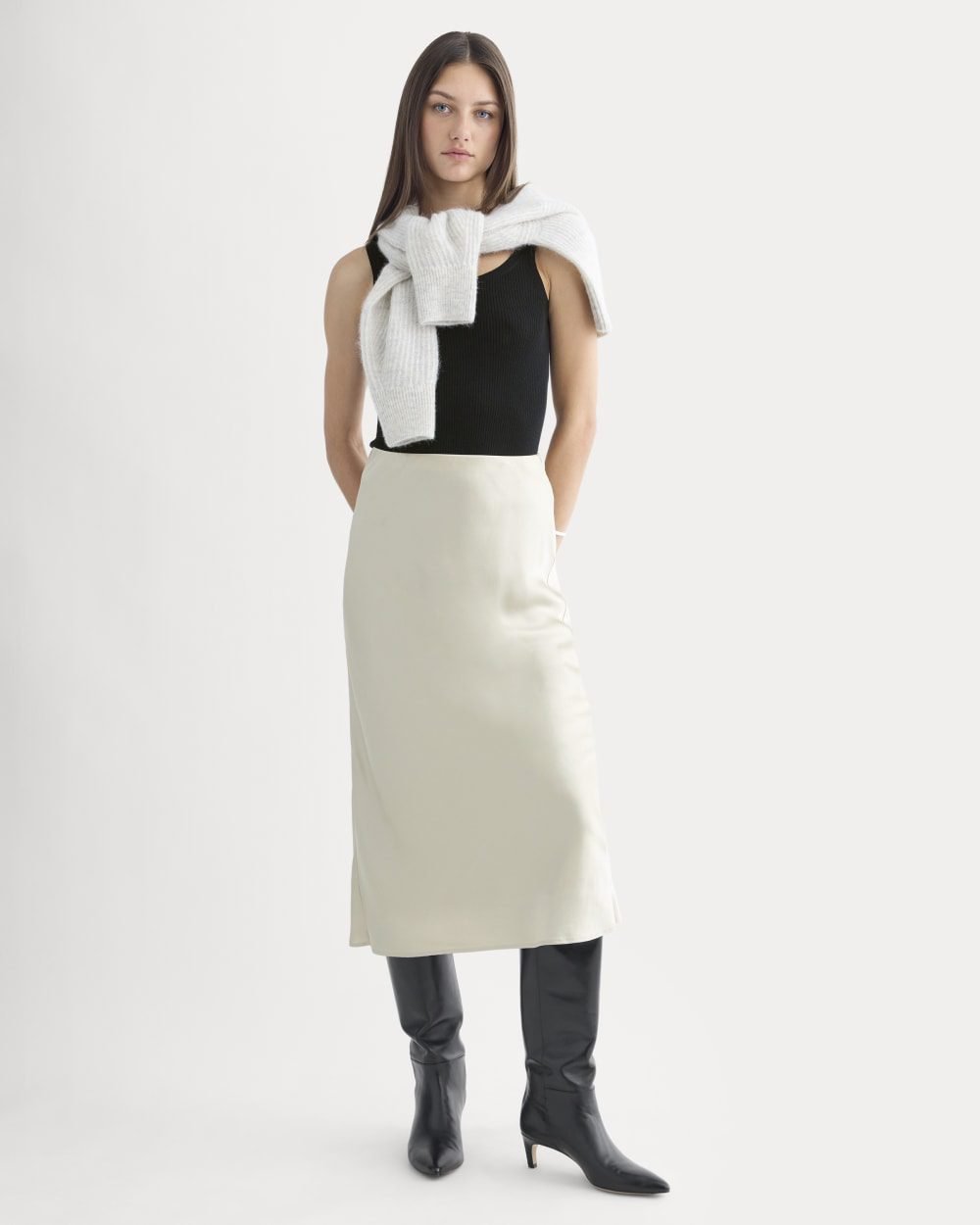 Slip Skirt in Silk Charmeuse (Peyote)