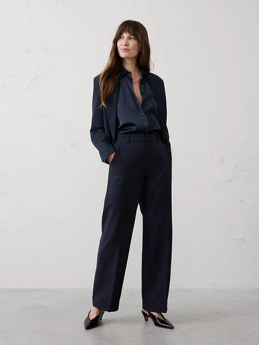 Straight High-Rise Sculpted Trouser (Preppy Navy)