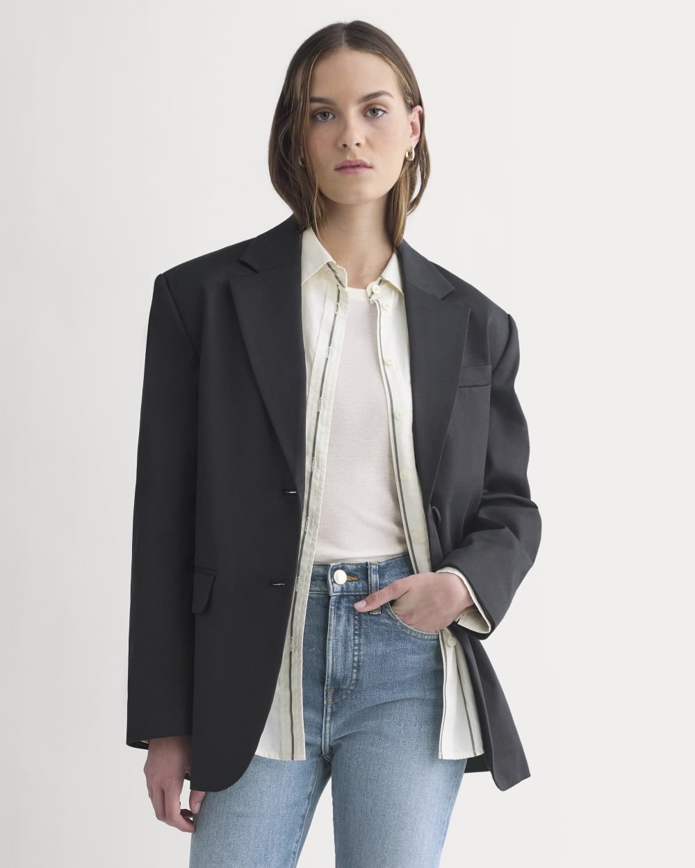 Tailored Drape Blazer (Black)