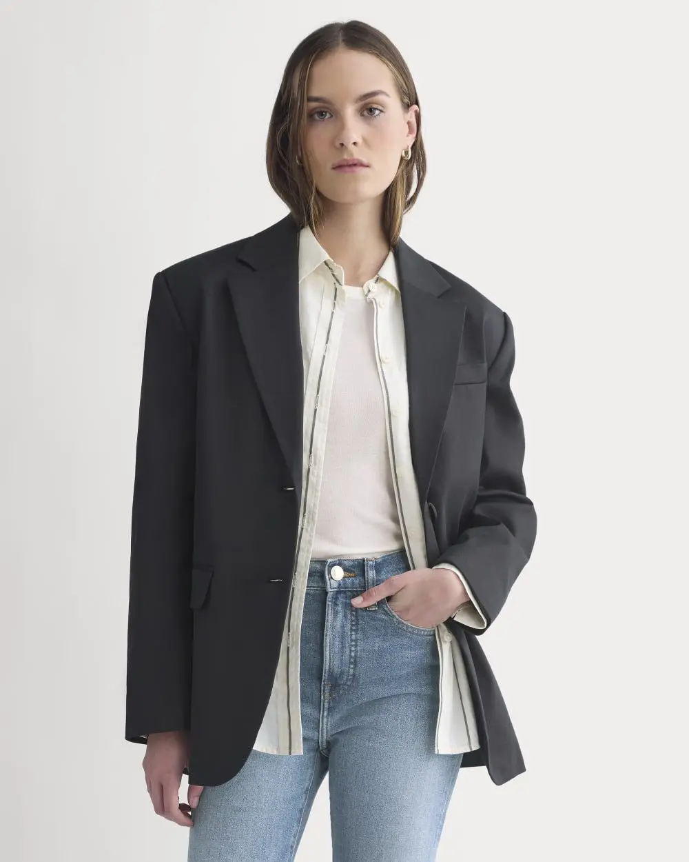 Tailored Drape Blazer (Black)