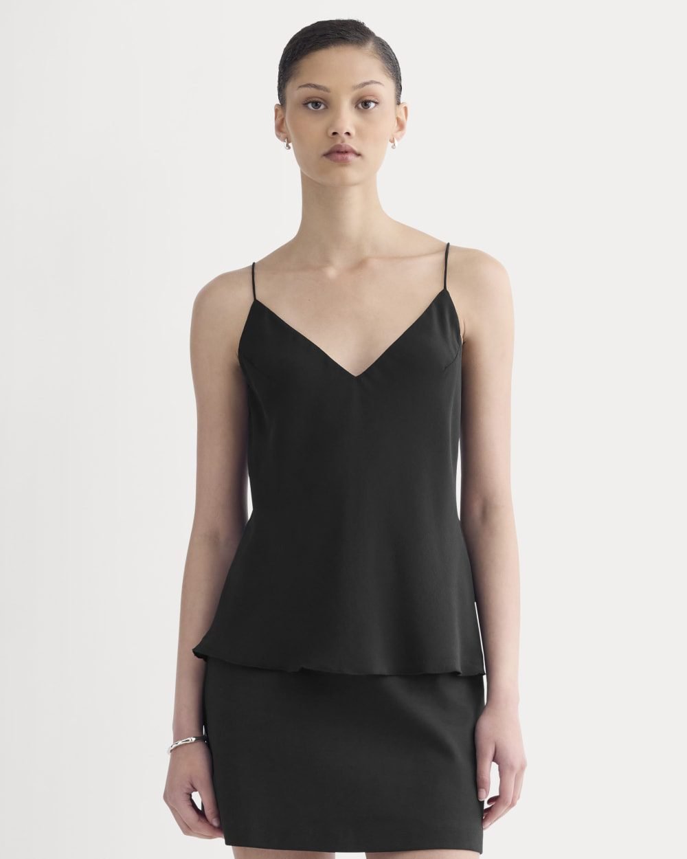 The Tie Back Cami in Washable Silk (Black)