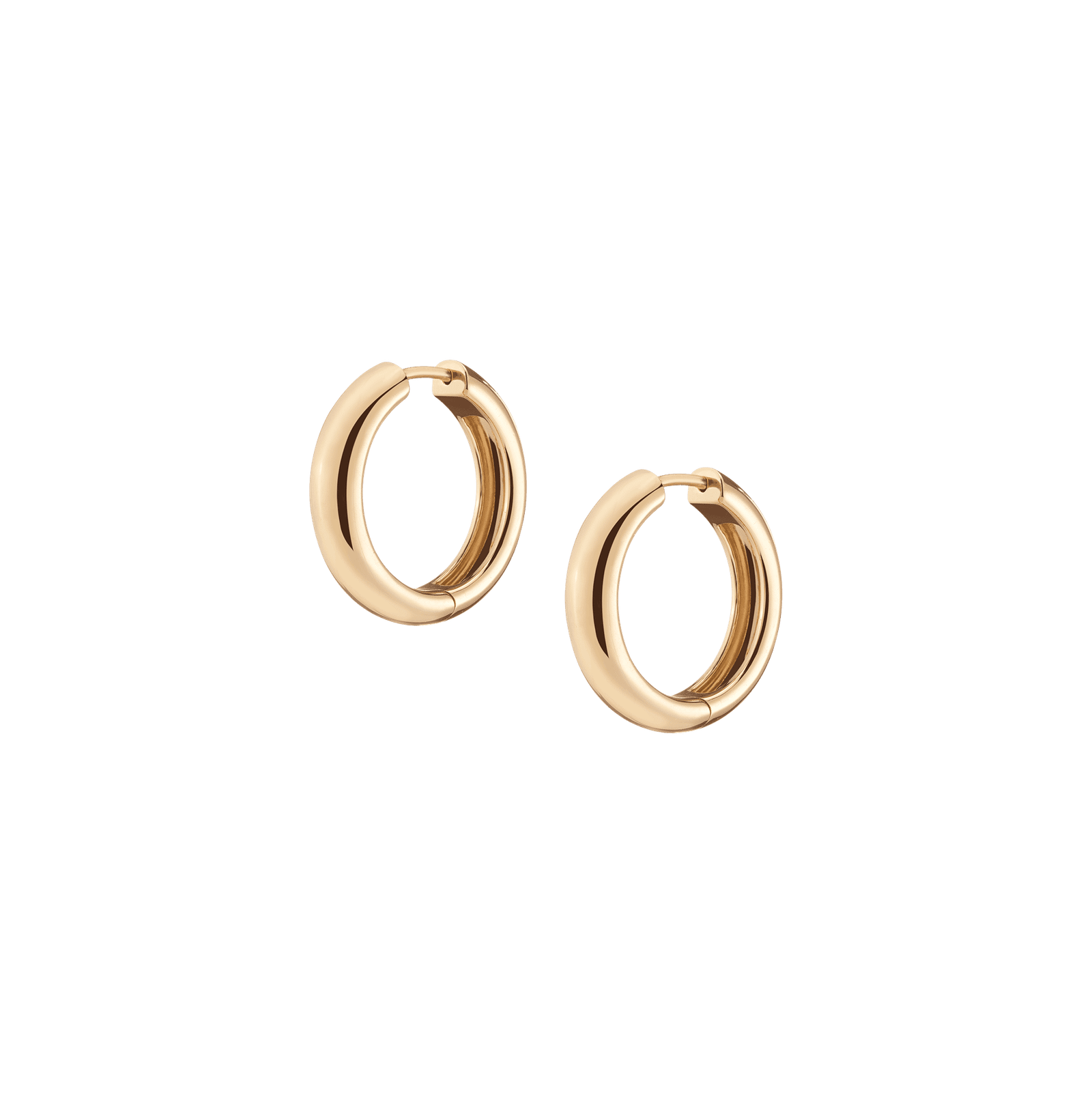 Gold Chunky Hinged Medium Hoop Earrings