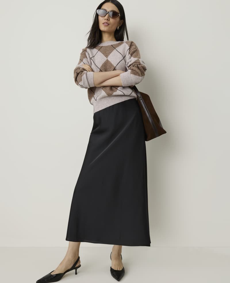 Satin Bias Midi Slip Skirt