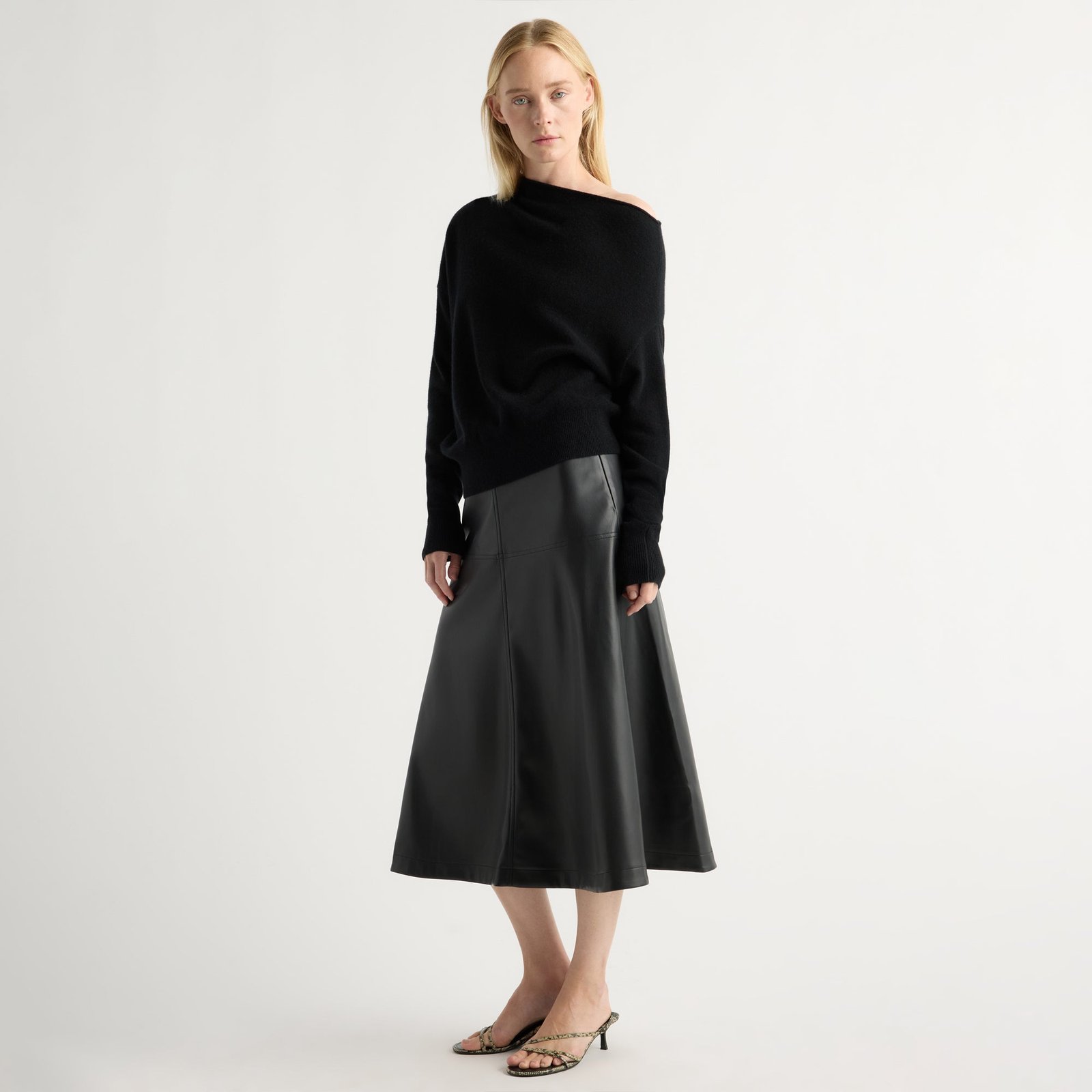 Harley A-Line Vegan Leather Skirt (Black)